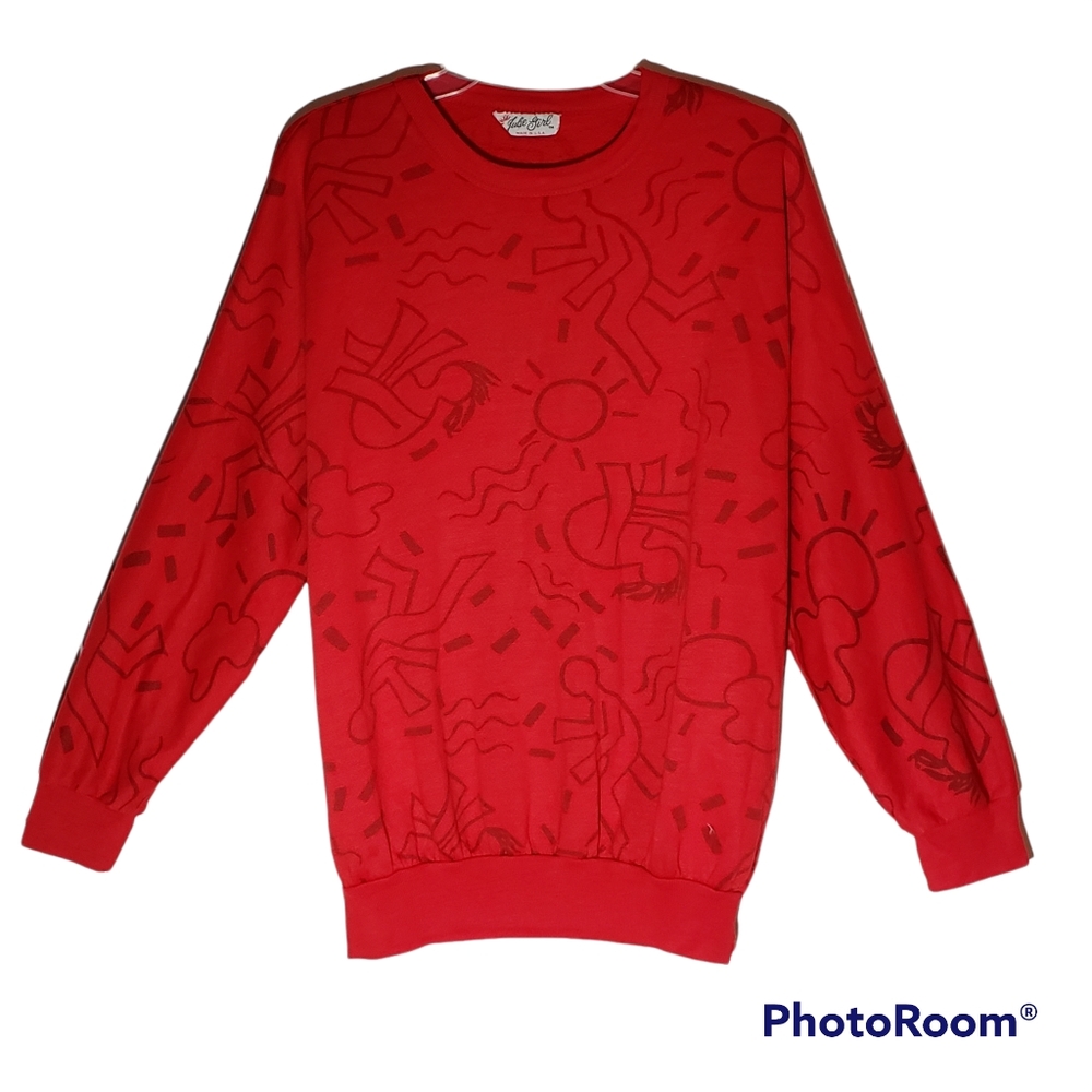 Julie Girl women's large red sweatshirt geometric print. 429